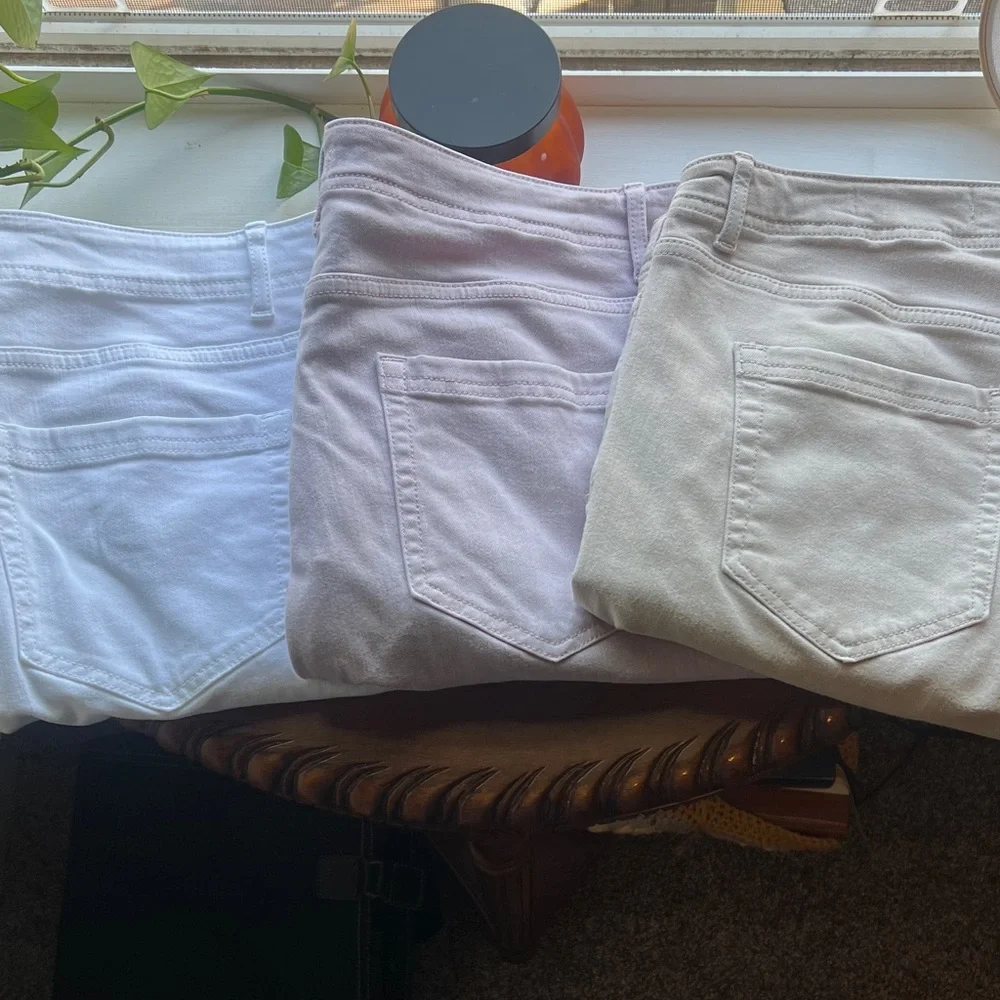 Lot 3 pairs J. Jill Denim High Rise Straight Leg Crop Jeans White Pink Tan 14 - Picture 2 of 11